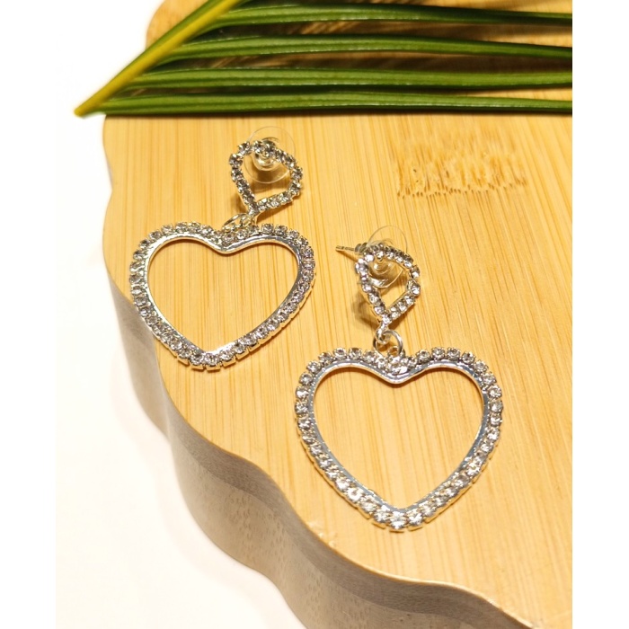 Monalisa Home Lüks Gümüş Renk Taşlı Abiye Küpe