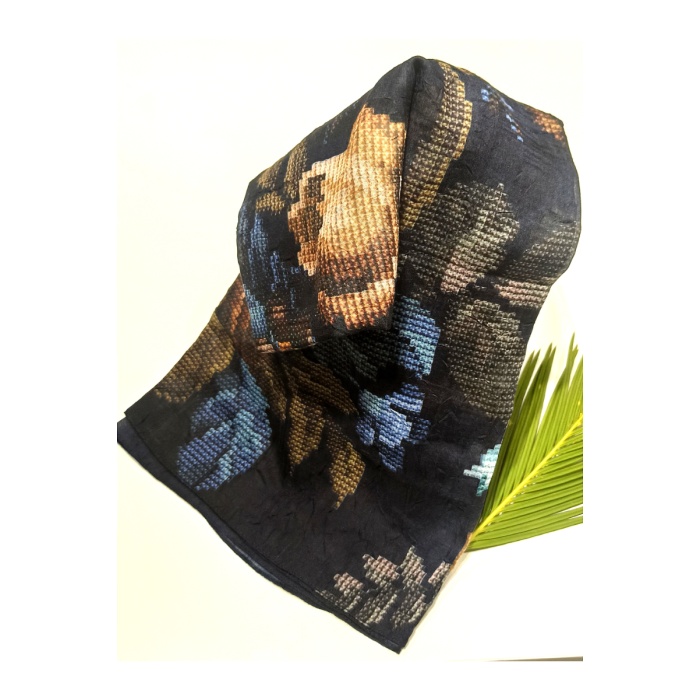 Monalisa Home 90x90 Lüks Figürlü Gösterişli Dökümlü Eşarp