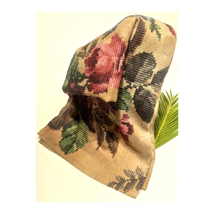 Monalisa Home 90x90 Lüks Figürlü Gösterişli Dökümlü Eşarp