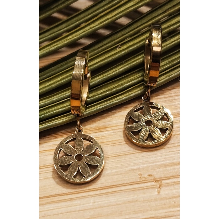 Monalisa Home  Çelik Taşlı Gold Renk Küpe