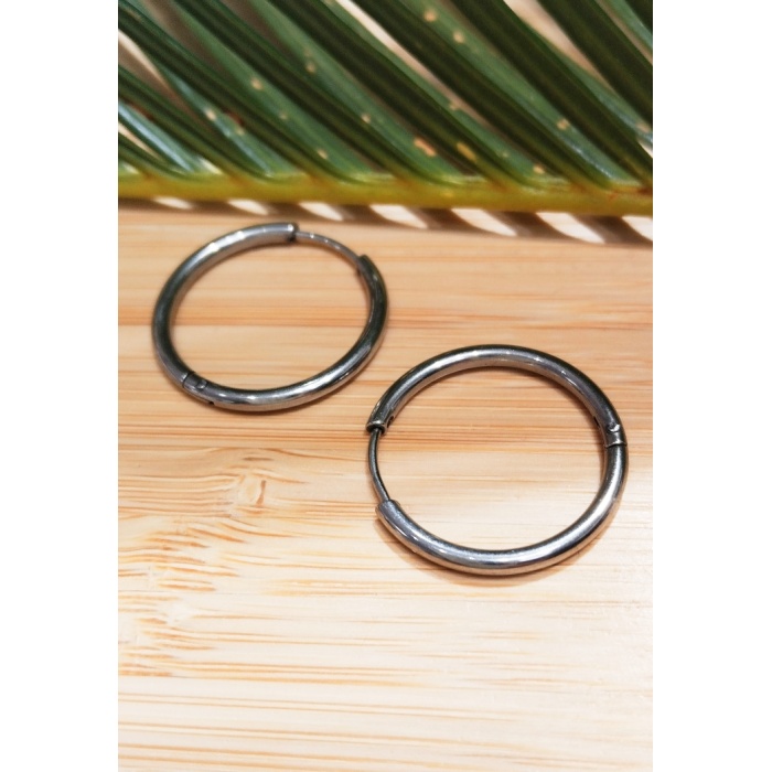 Monalisa Home 20mm Gümüş Renk  Halka Unisex Çelik Küpe