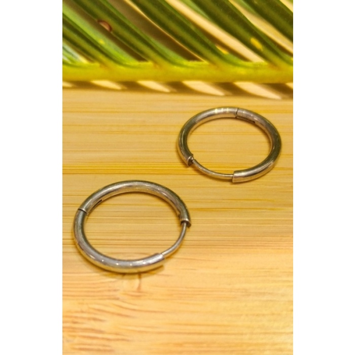 Monalisa Home 24mm Gümüş Renk  Halka Unisex Çelik Küpe