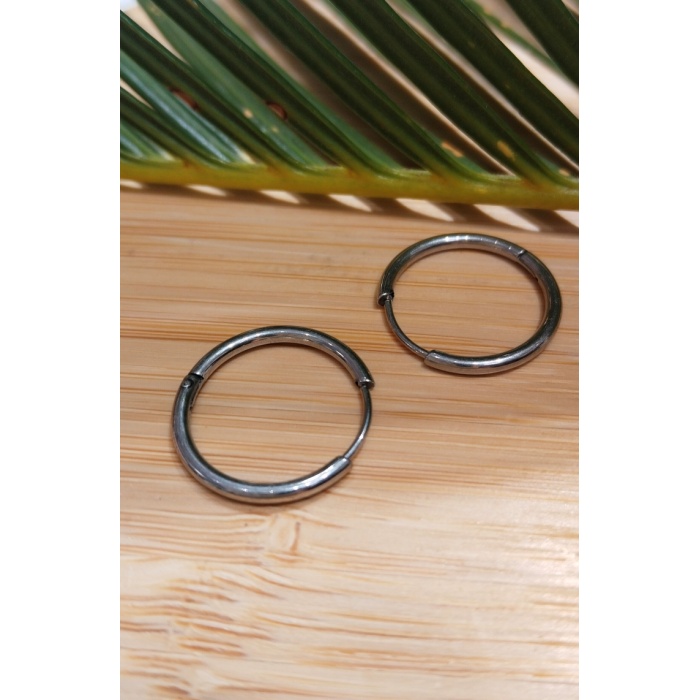 Monalisa Home 12mm Gümüş Renk  Halka Unisex Çelik Küpe