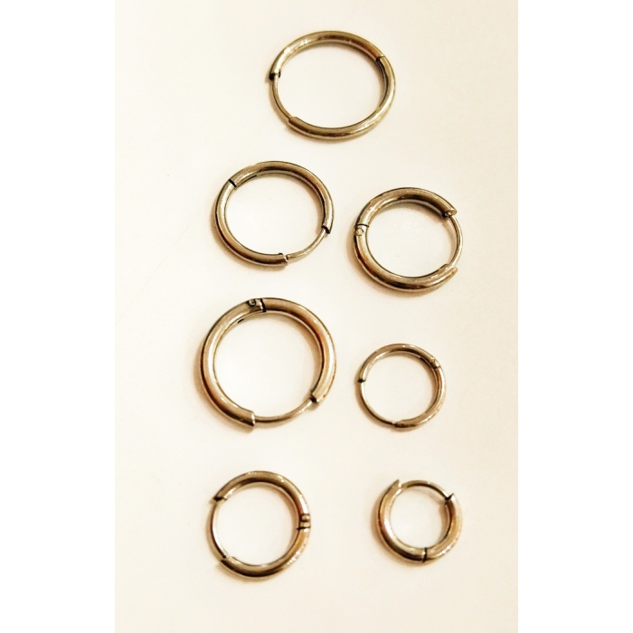 Monalisa Home 9-10-11-12-13-15 16 mm Gümüş Renk  Halka Unisex Çelik Küpe