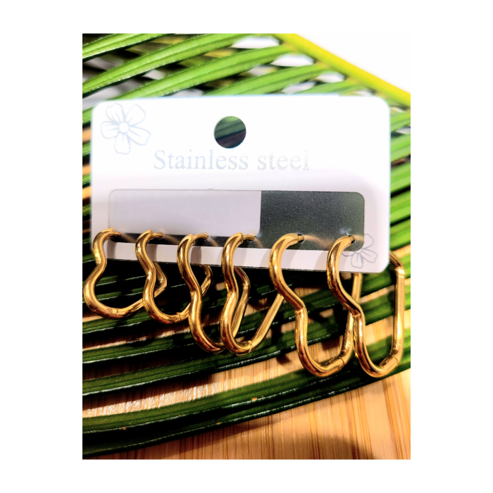 Monalisa Home  Çoklu Lüks Figürlü Gösterişli 6 Lı  Kararmaz  Çelik Küpe