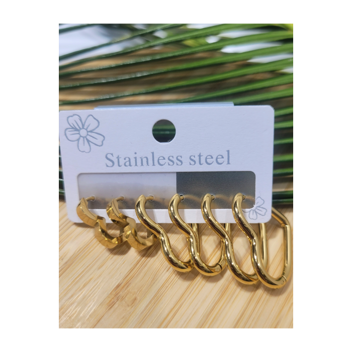 Monalisa Home  Çoklu Lüks Figürlü Gösterişli 6 Lı  Kararmaz  Çelik Küpe