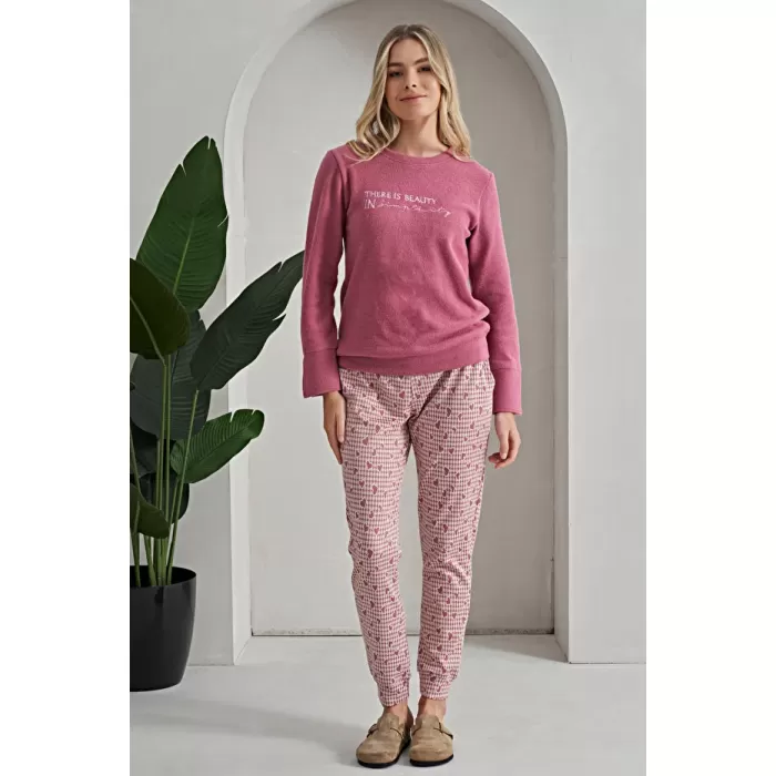 Koyu Pembe Pijama Takımı XL Beden