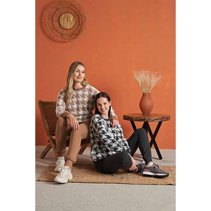 Kahve Krem Pijama Takımı L Beden