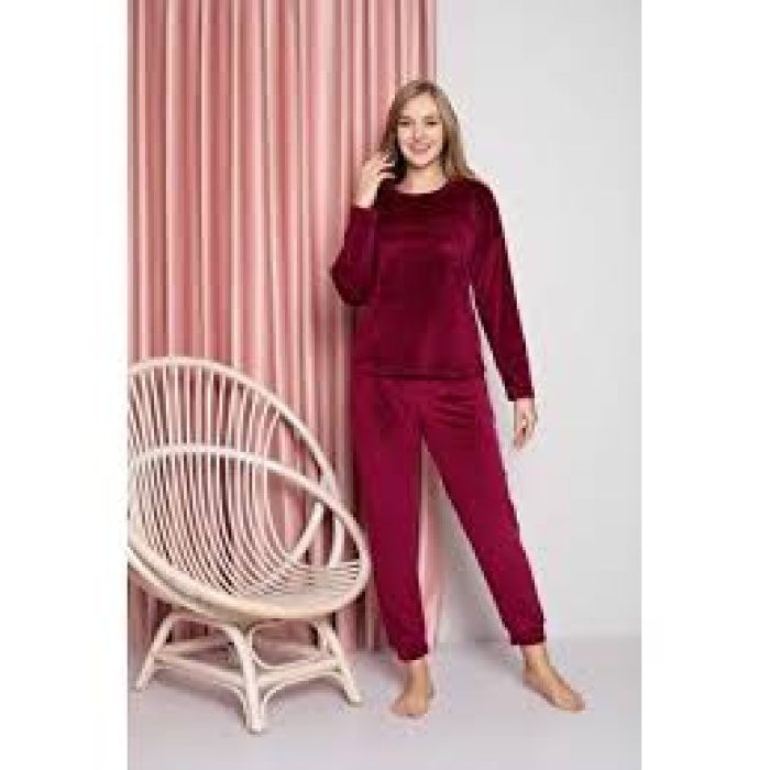 Bordo Pijama Takımı L Beden