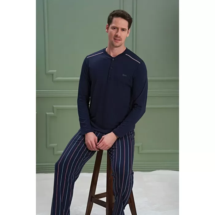 Lacivert Erkek Pijama Takımı M  Beden