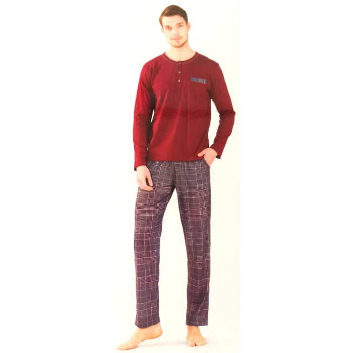 Erkek Pijama Takımı Bordo S Beden