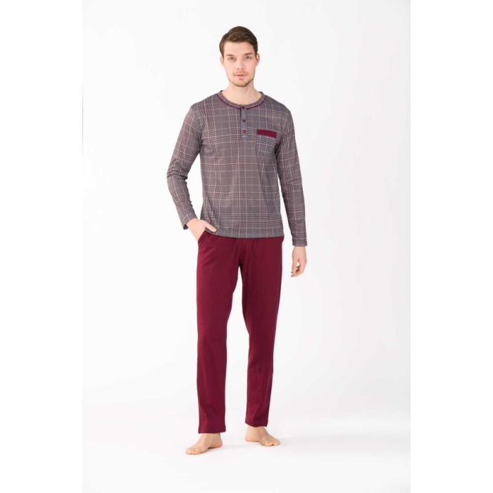 Erkek Pijama Takımı Bordo S Beden