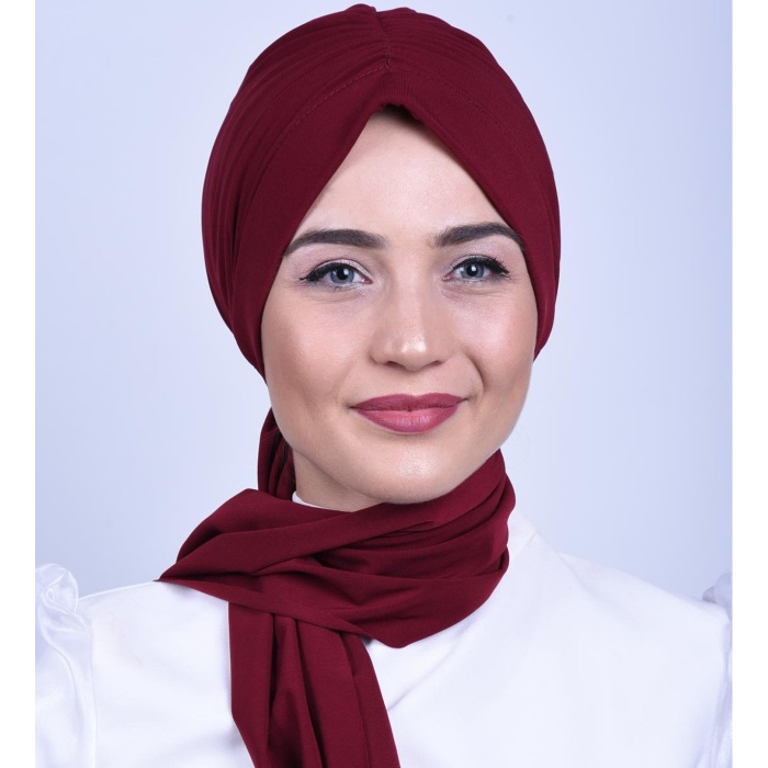 Monalisa Home Şık Büzgülü  Bordo Renkli Bone