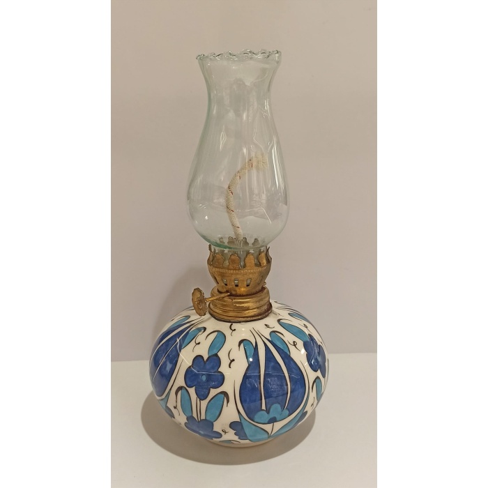 Monalisa Home Mavi Beyaz Renk El Yapımı Gaz Lambası