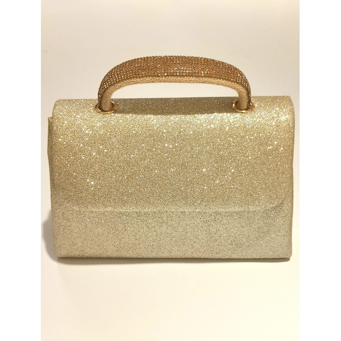 Monalisa Home Şık Abiye Sarı Yaldız Simli Çanta