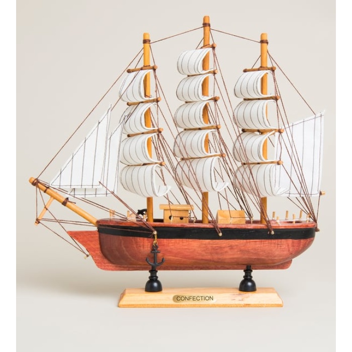 Monalisa Home 50 cm Uzunlukta Ahşap Yelkenli Maket Gemi