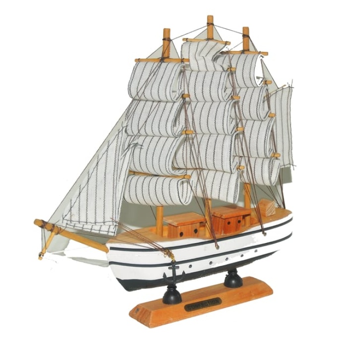 Monalisa Home 32 cm Uzunlukta Ahşap Yelkenli Maket Gemi