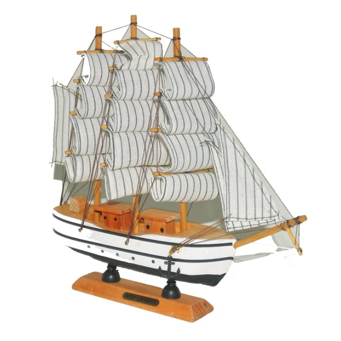 Monalisa Home 32 cm Uzunlukta Ahşap Yelkenli Maket Gemi
