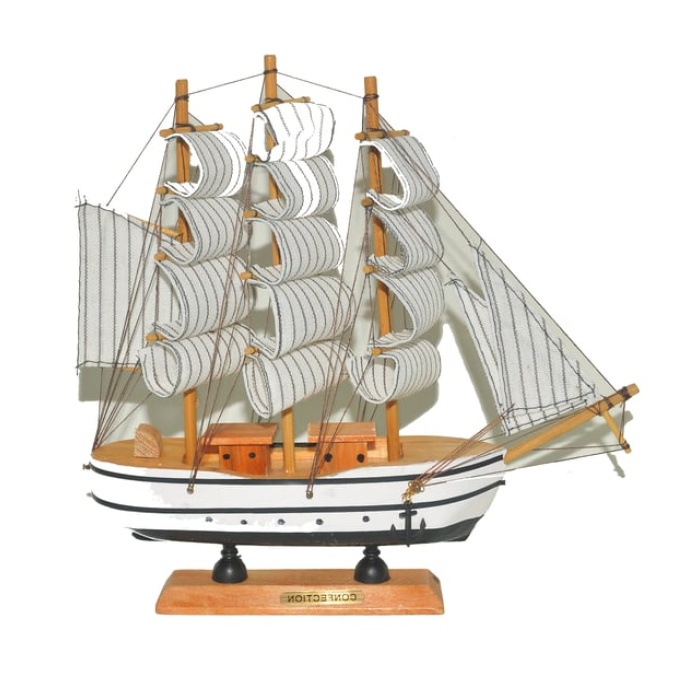 Monalisa Home 32 cm Uzunlukta Ahşap Yelkenli Maket Gemi