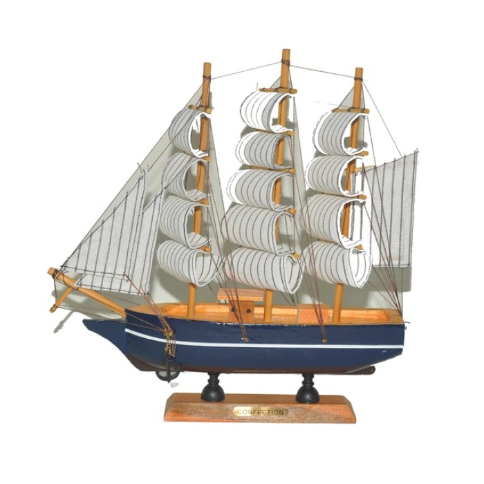 Monalisa Home 20cm Uzunlukta Ahşap Yelkenli Maket Gemi