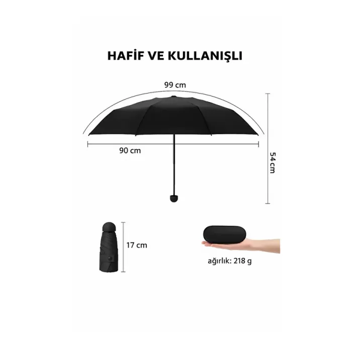 Monalisa Home  Siyah Renk Katlanır Çanta İçi Lüks Şemsiye