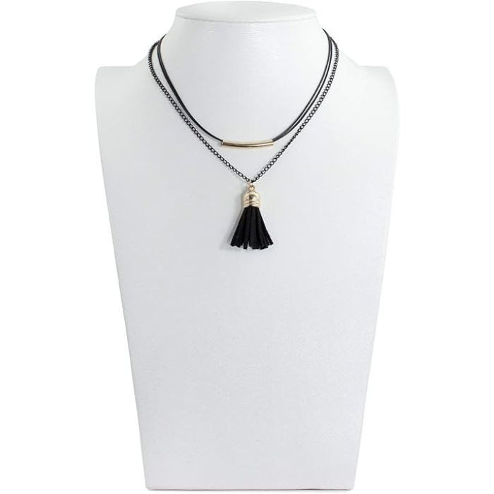 Monalisa Home Kadınlar İçin Phenovo Siyah Dantelli Gerdanlık Kolye