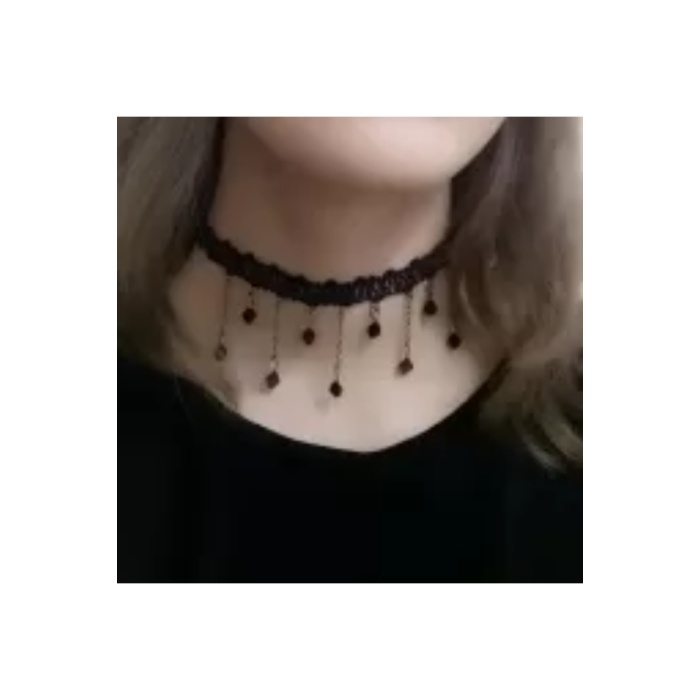 Monalisa Home Kadınlar İçin Phenovo Siyah Dantelli Gerdanlık Kolye