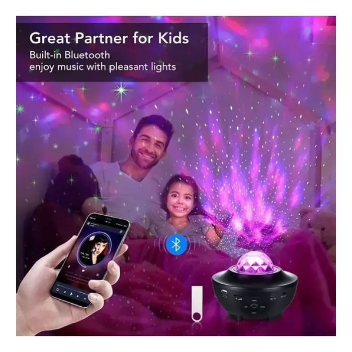 Monalisa Home  Bluetooth Hoparlörlü Galaksi Işık Projektörü Yatak Odası için Gece Lambası