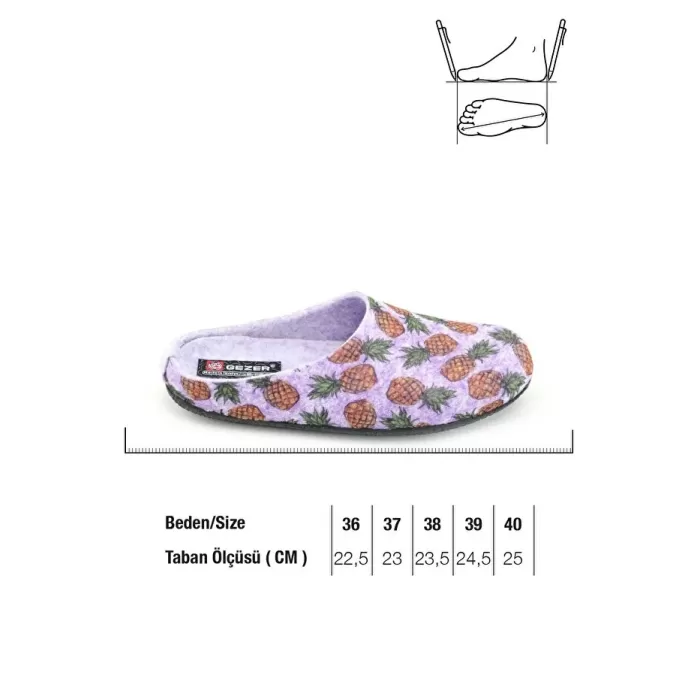 Monalisa Home 36 Numara Kışlık Keçe Çıkarılabilir İç Taban Ev Bahçe Kadın Terlik