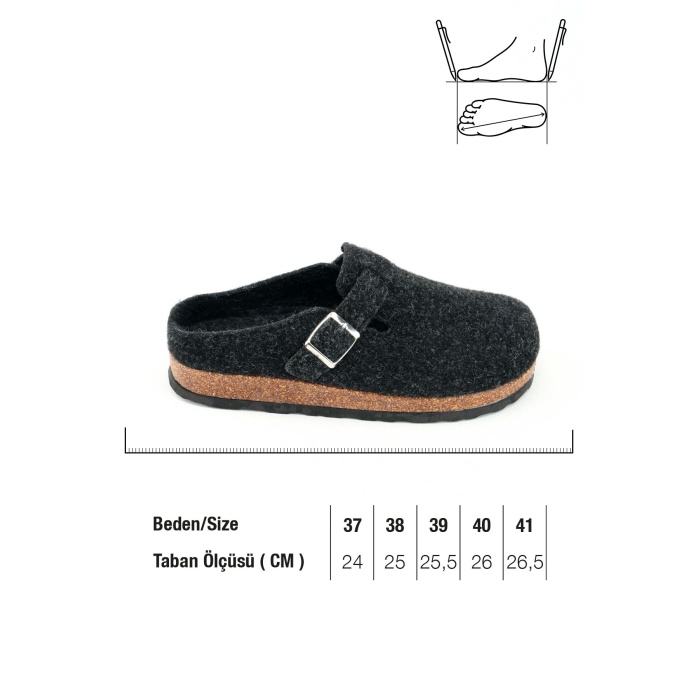 Monalisa Home 40 Numara Kışlık Keçe Çıkarılabilir İç Taban Ev Bahçe Unısex Terlik