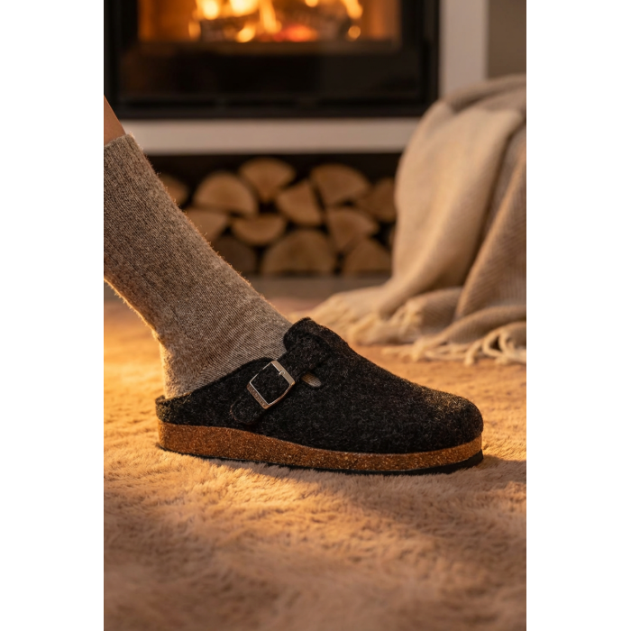 Monalisa Home 40 Numara Kışlık Keçe Çıkarılabilir İç Taban Ev Bahçe Unısex Terlik