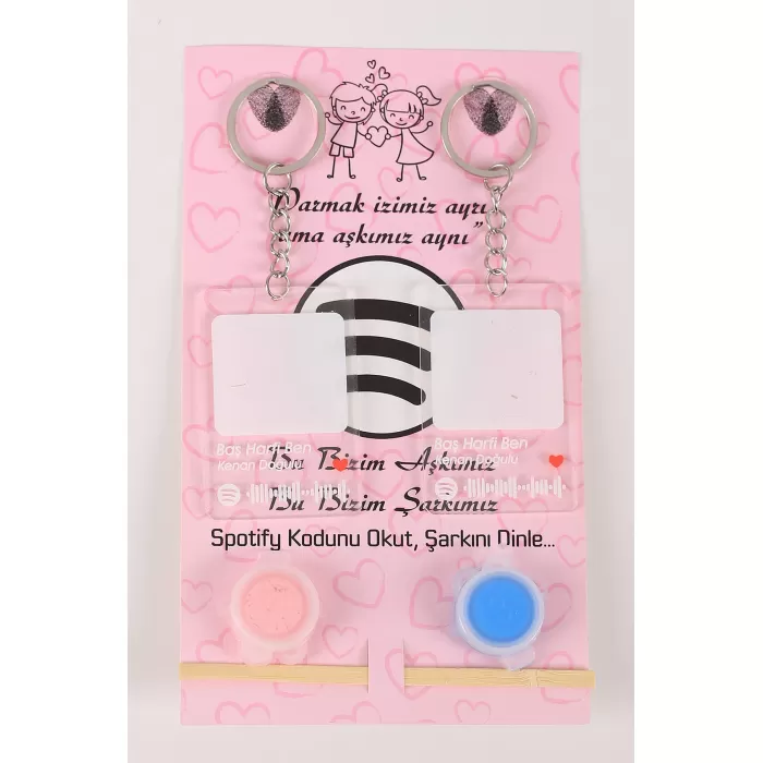 Monalisa Home Gümüş Sevgili Parmak Izi Anahtarlık Seti