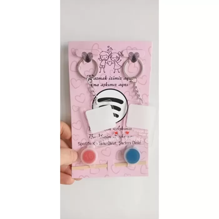 Monalisa Home Gümüş Sevgili Parmak Izi Anahtarlık Seti