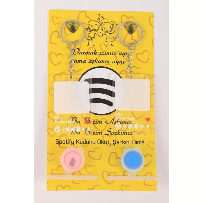 Monalisa Home Gümüş Sevgili Parmak Izi Anahtarlık Seti