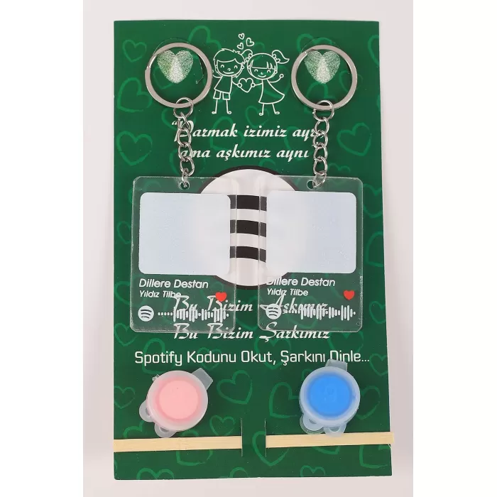 Monalisa Home Gümüş Sevgili Parmak Izi Anahtarlık Seti