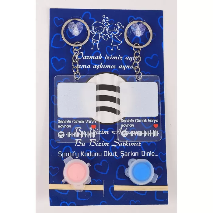 Monalisa Home Gümüş Sevgili Parmak Izi Anahtarlık Seti