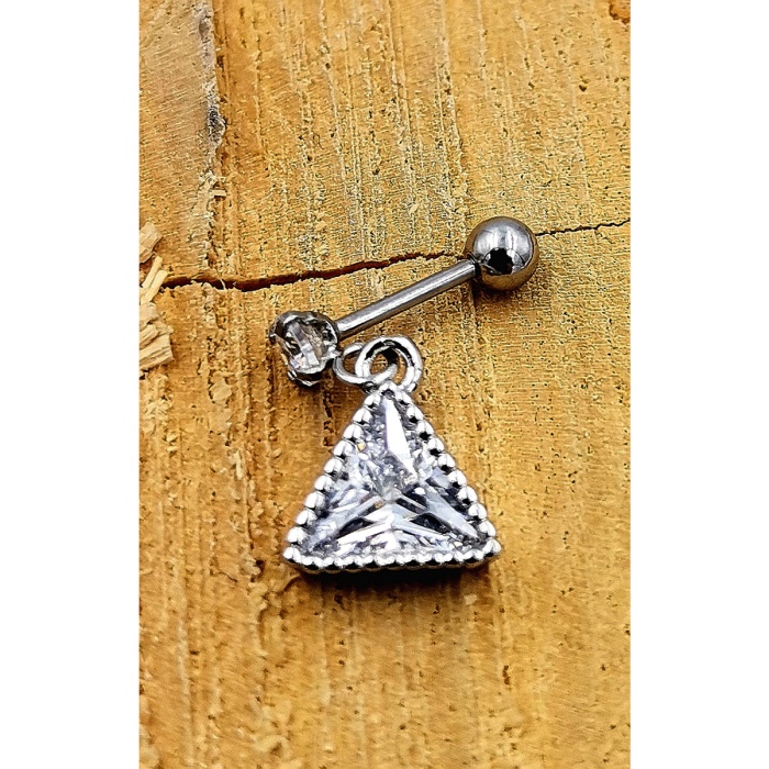 Çelik Zirkon Taşlı Piercing