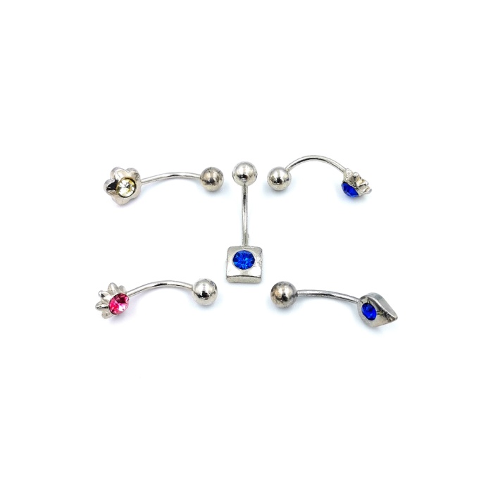 Renkli Taşlı Çelik 5 Adet Kaş Tragus Piercing