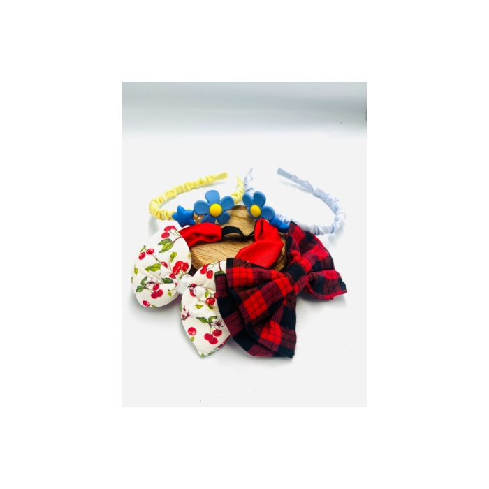 Renkli Desenli Taç Toka Bandana Set