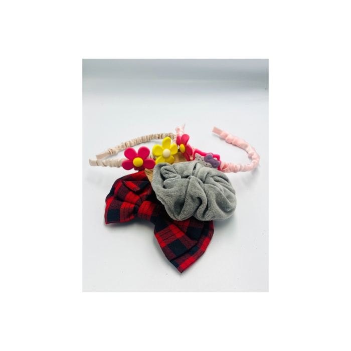 Renkli Desenli Taç Toka Bandana Set