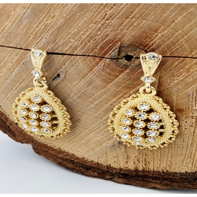 Gold Renk Taşlı Yuvarlak Küpe
