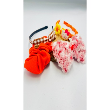 Renkli Desenli Taç Toka Bandana Set