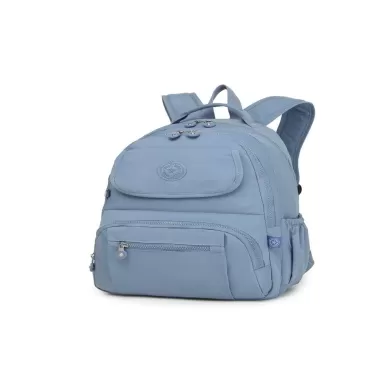 Unisex Krinkıl Kumaş Su Geçirmez Orta Boy Siyah Klinkır Sırt Çantası Okul Çantası