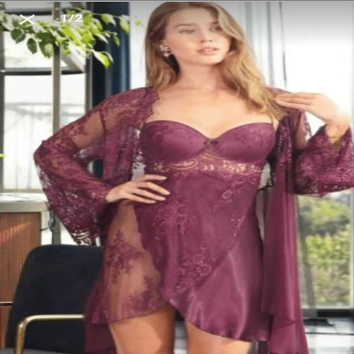 Monalisa Home 5389 Kadın Saten Sabahlıklı Gecelik Takım-mor