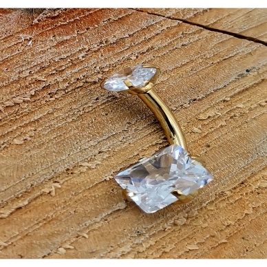 Çelik Zirkon Taşlı Göbek Piercing