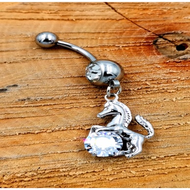 Çelik Zirkon Taşlı Göbek Piercing