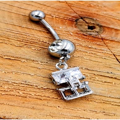 Çelik Zirkon Taşlı Göbek Piercing