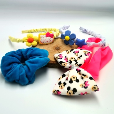 Renkli Desenli Taç Toka Bandana Set