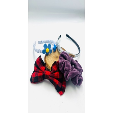 Renkli Desenli Taç Toka Bandana Set