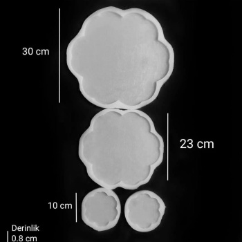 Çiçek Model Tepsi, Sunum,Bardak Altlığı Seti- Hobi Silikon Kalıbı- Kod:inci